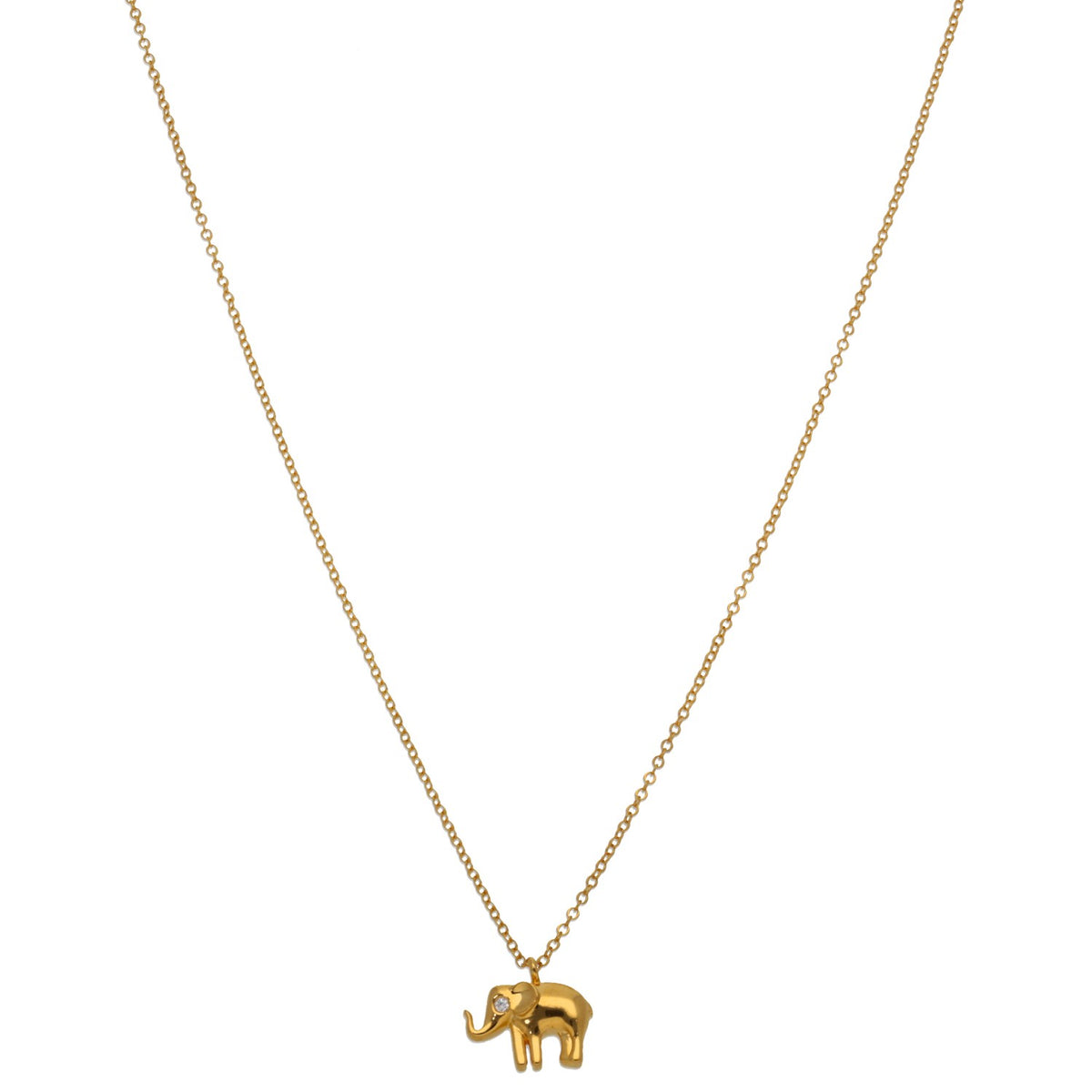 New 22ct Gold Imitation Gem Elephant Pendant With Chain 18"