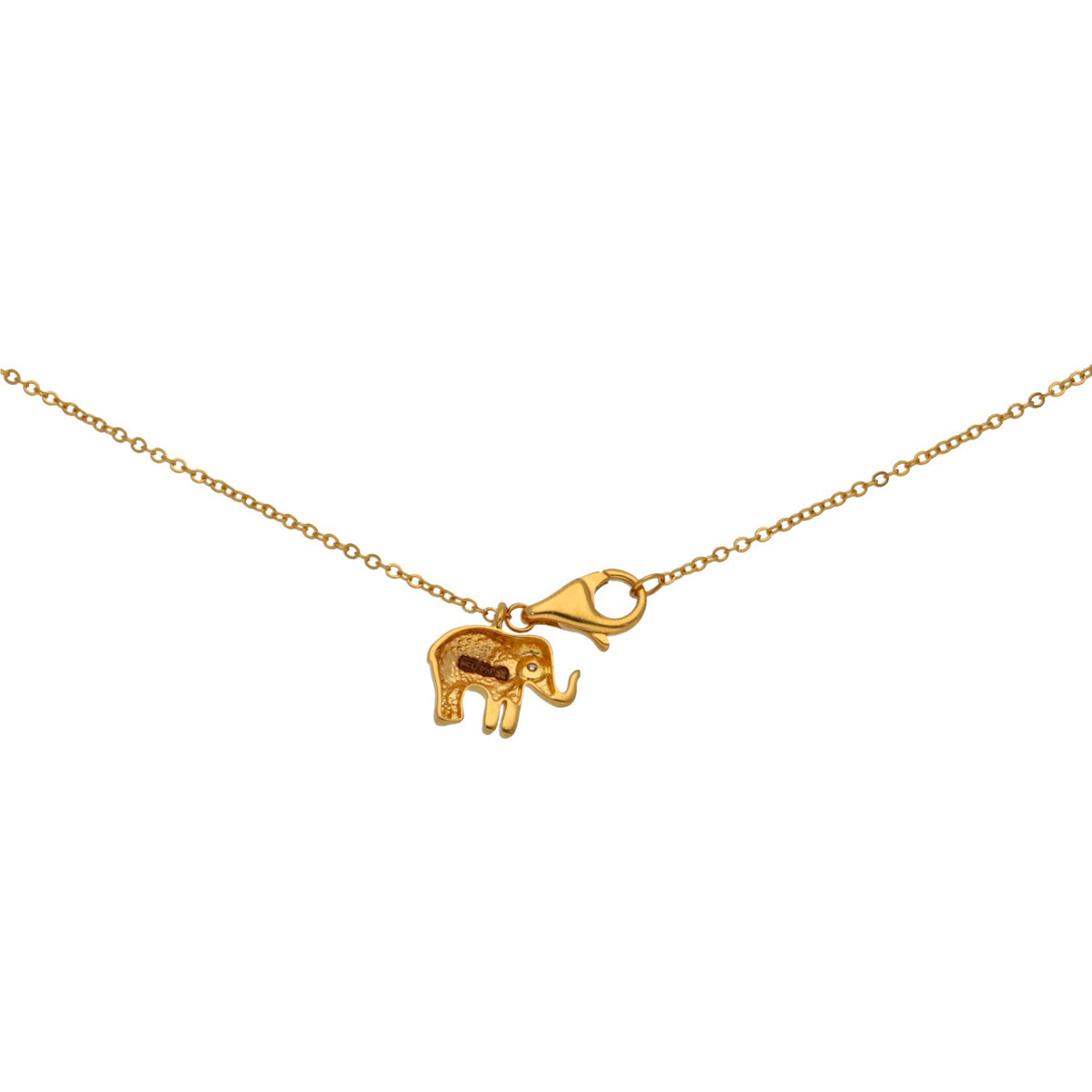 New 22ct Gold Imitation Gem Elephant Pendant With Chain 18"