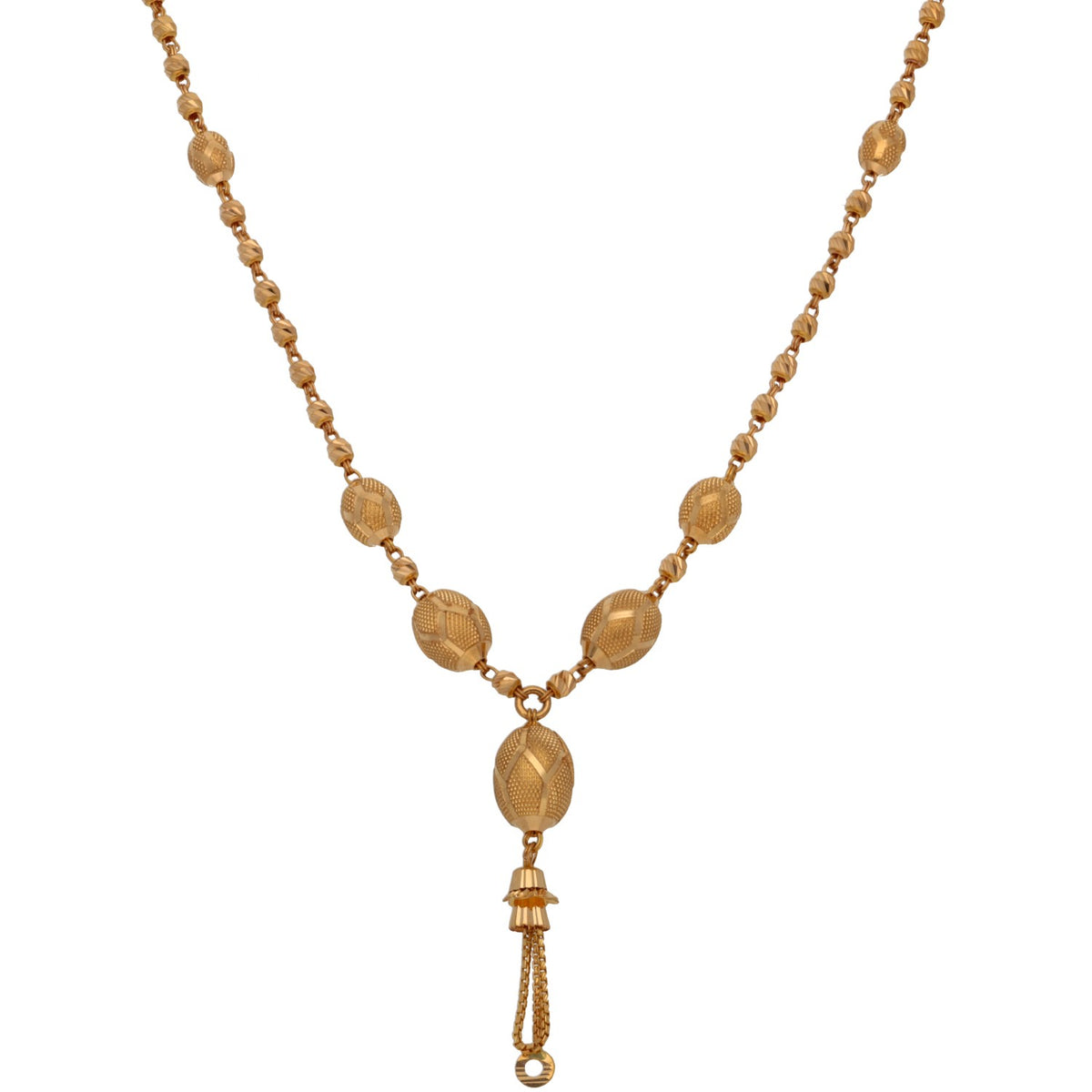 New 22ct Gold Beaded Short Lariat Necklace 18"
