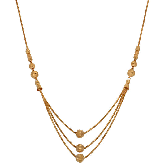 New 22ct Gold Tri-Layer Bead Adorned Necklace 18"