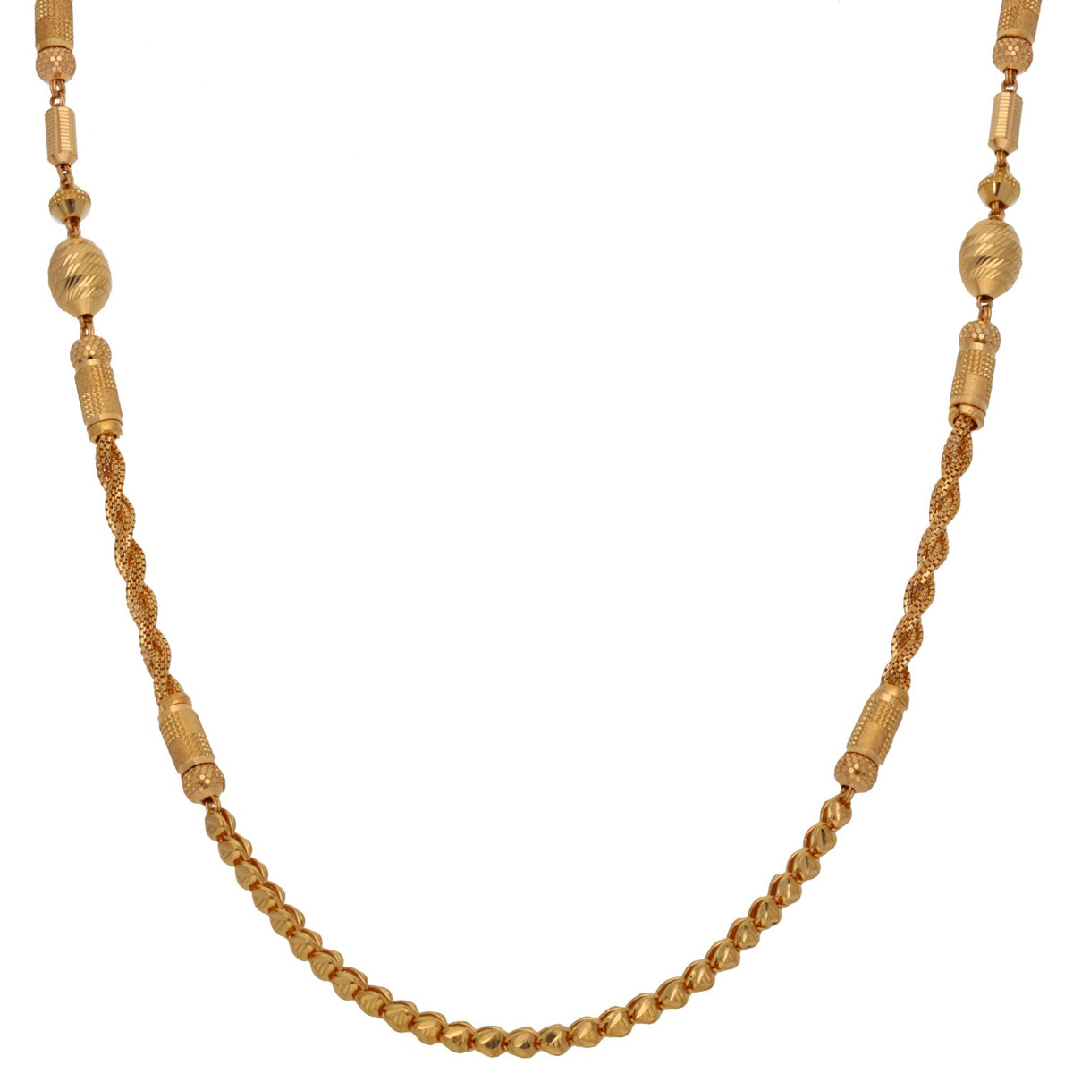 New 22ct Gold Braided Bar & Ball Necklace 18"