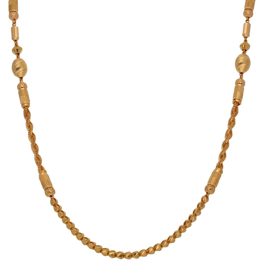New 22ct Gold Braided Bar & Ball Necklace 18"