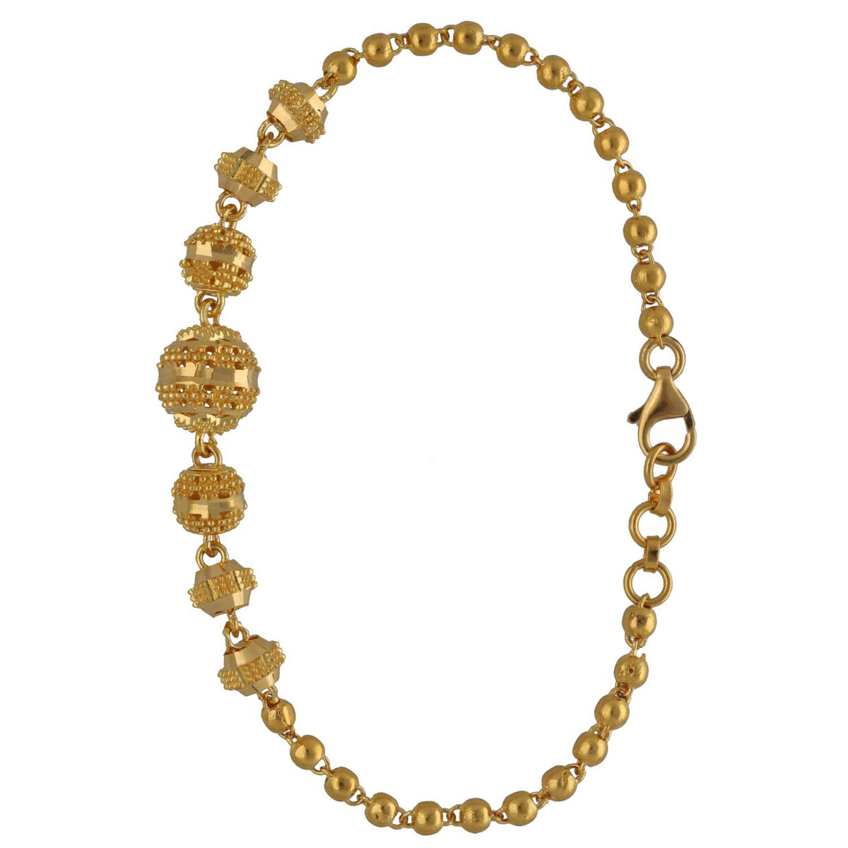 New 22ct Gold Full Textured Beaded Bracelet