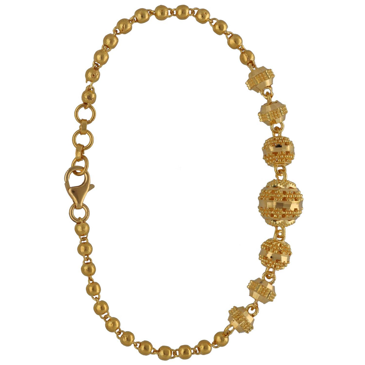 New 22ct Gold Full Textured Beaded Bracelet