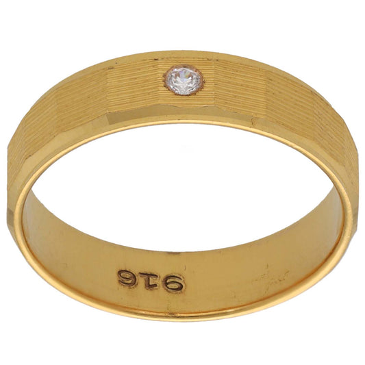 New 22ct Gold Cubic Zirconia Polished Band Ring Size Q