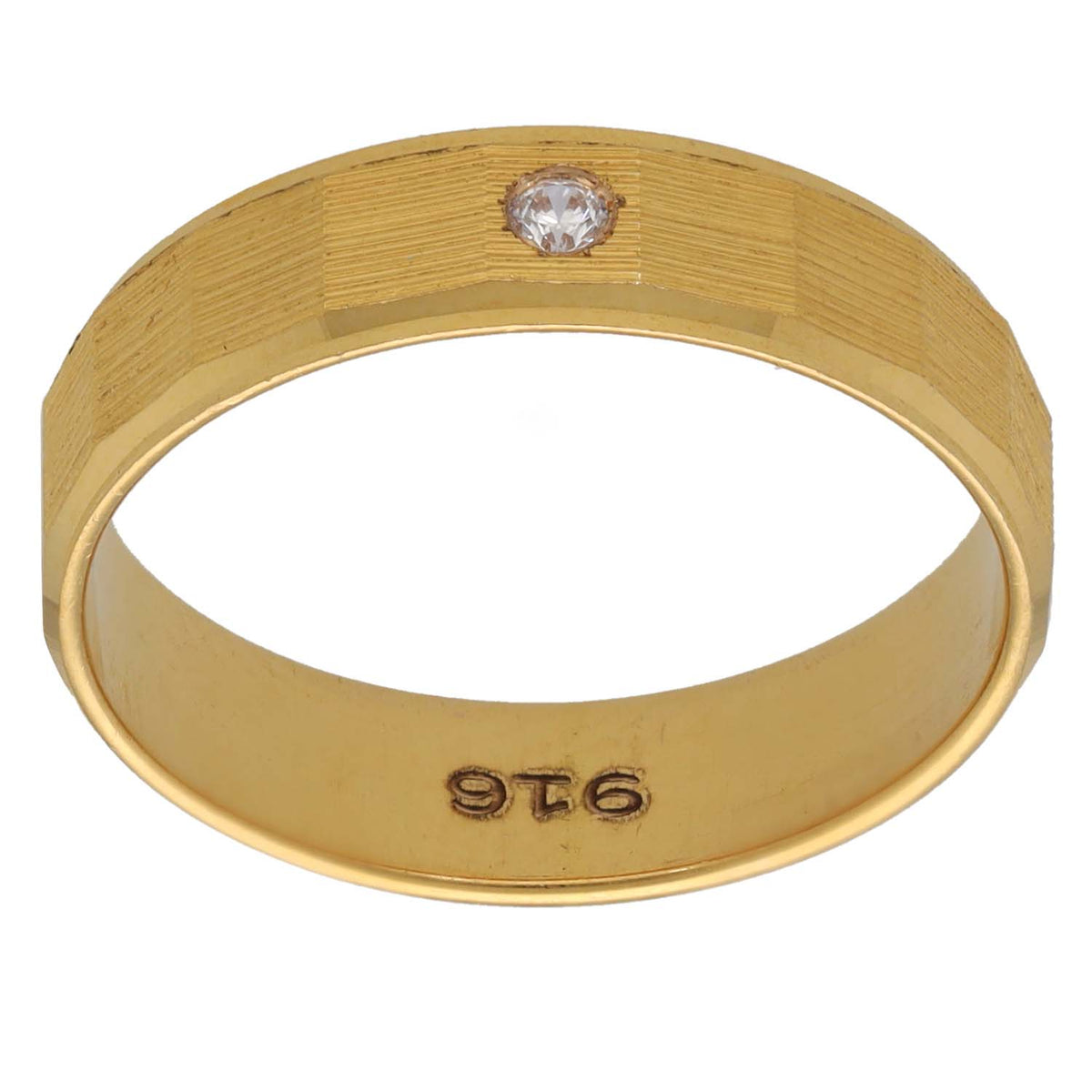 New 22ct Gold Cubic Zirconia Polished Band Ring Size Q