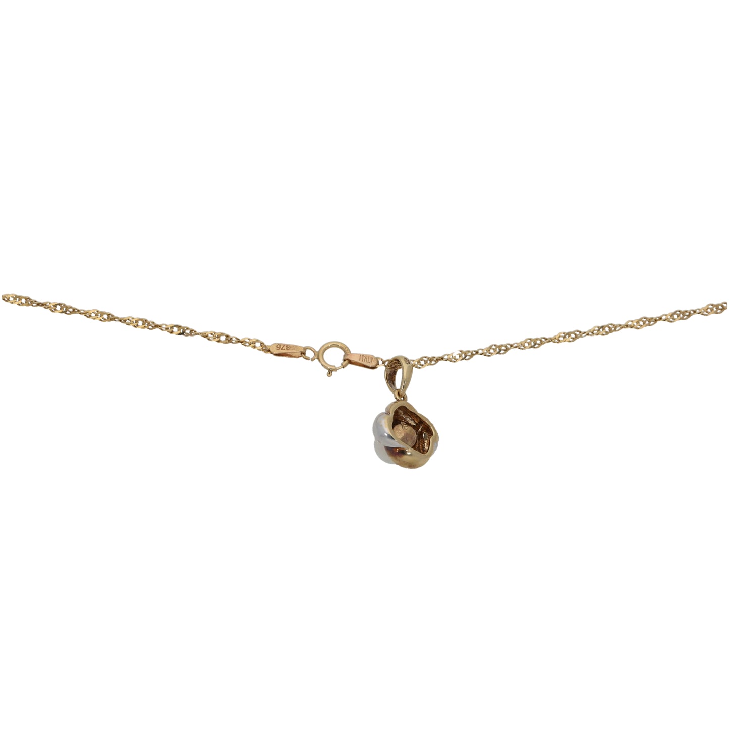 9ct Bi-Colour Gold Cultured Pearl Dress/Cocktail Pendant With Chain