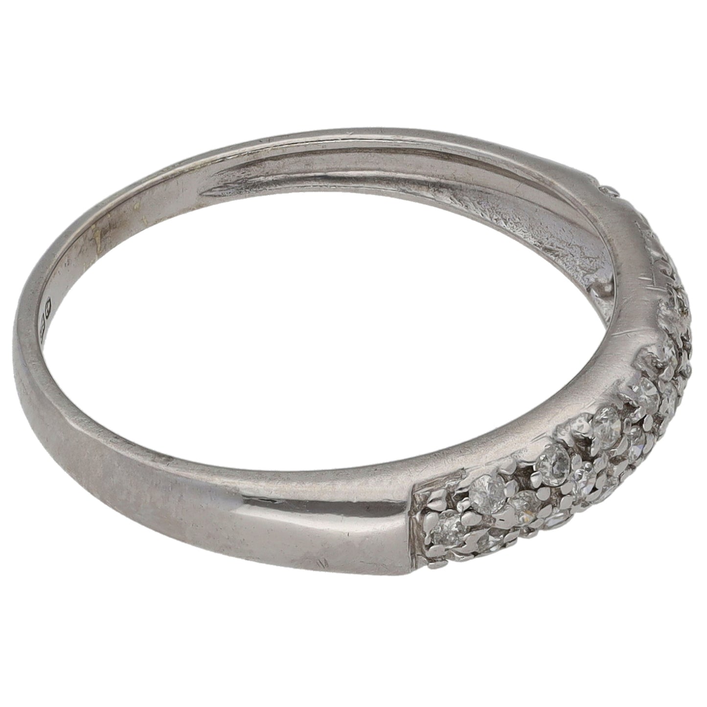 9ct White Gold 0.125ct Diamond Half Eternity Ring Size N