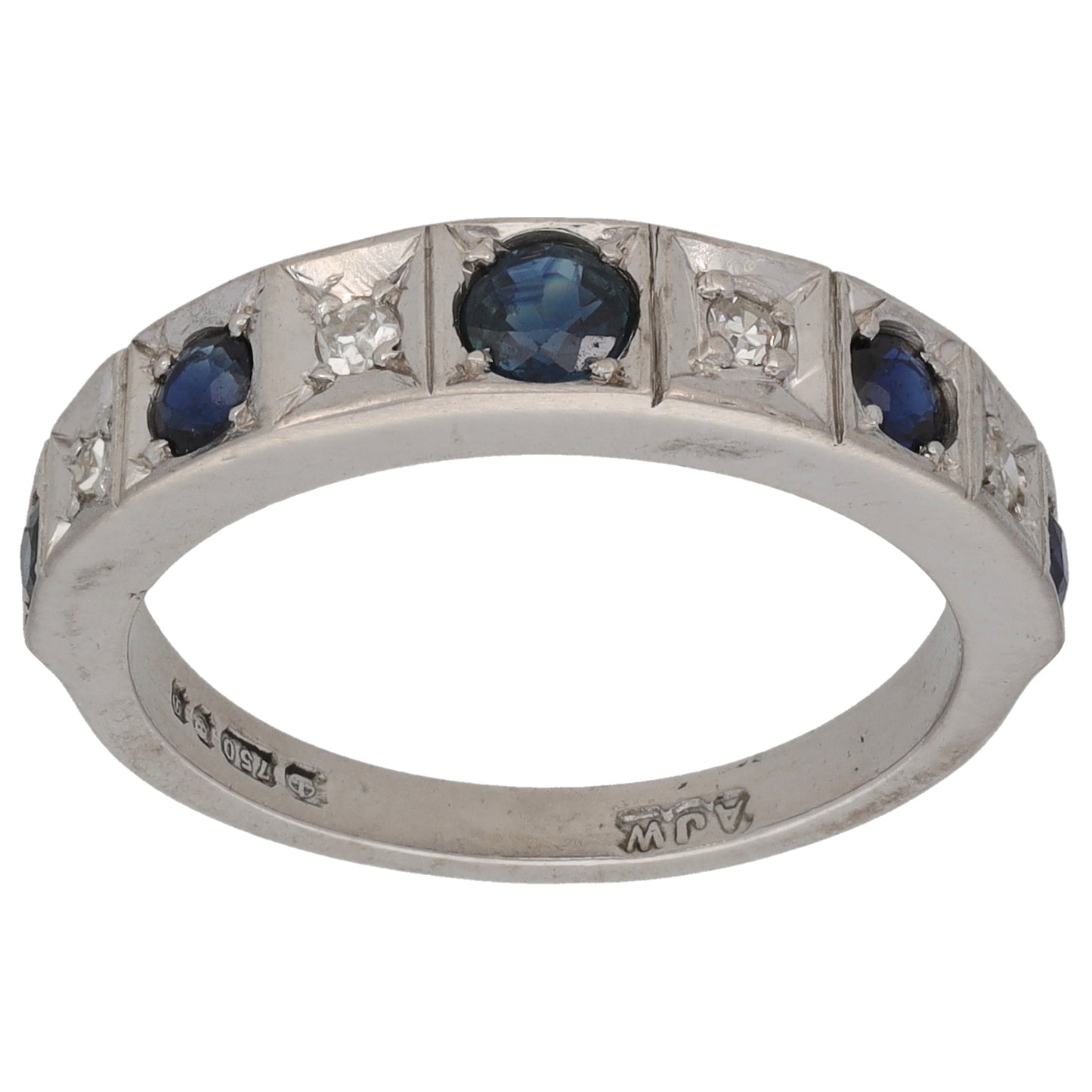 18ct White Gold 0.08ct Sapphire Half Eternity Ring Size O