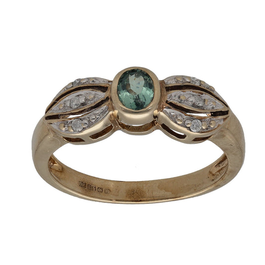 9ct Gold Sapphire & 0.03ct Diamond Dress/Cocktail Ring Size N