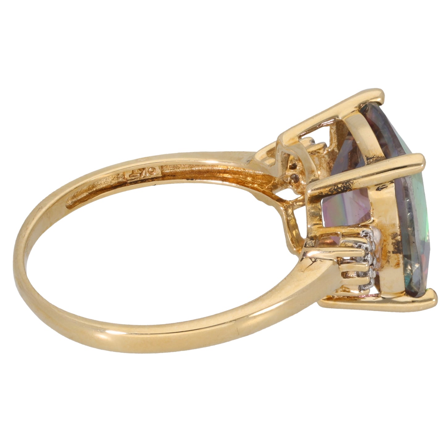 9ct Gold 0.03ct Diamond & Coated Topaz Dress/Cocktail Ring Size P