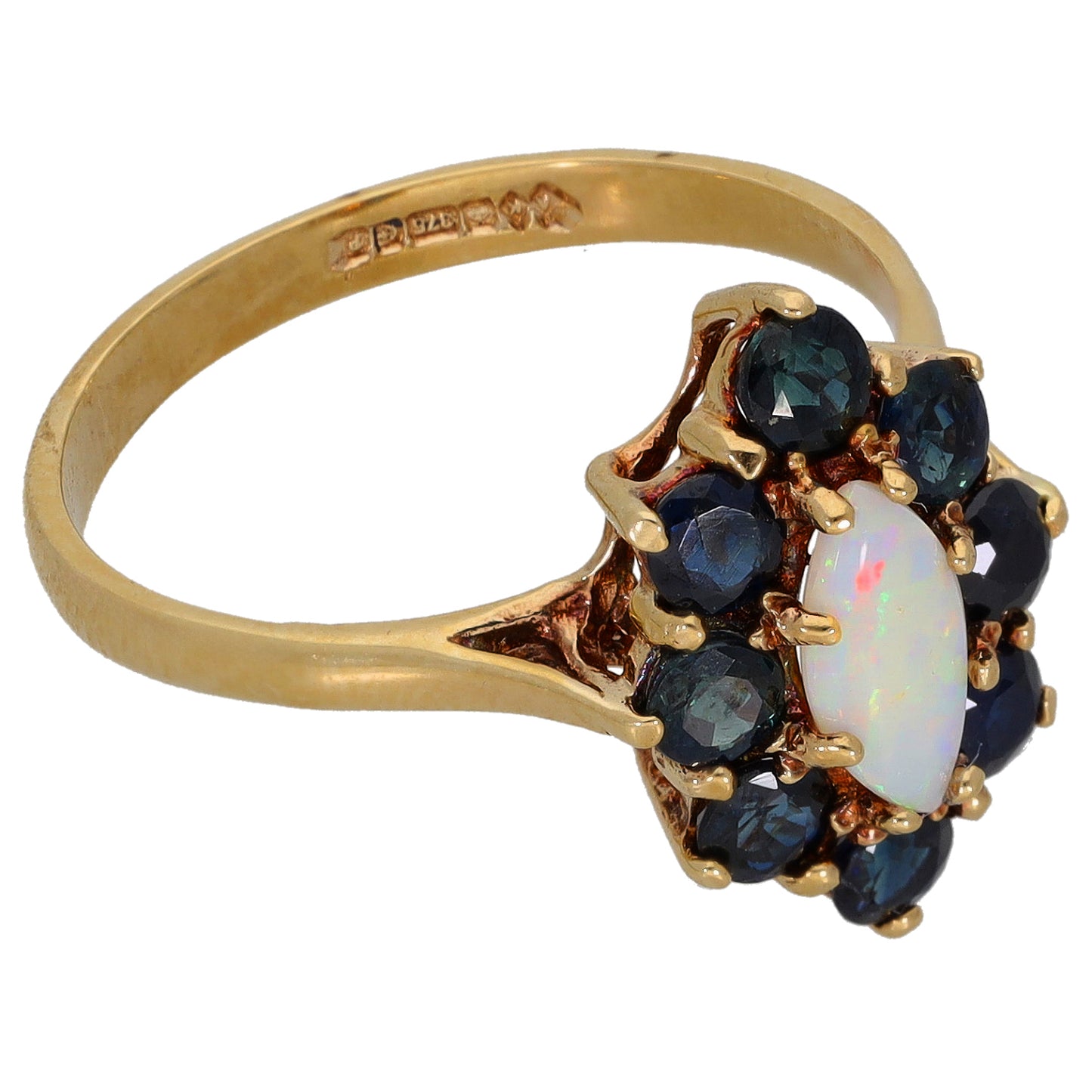 9ct Gold Opal & Sapphire Dress/Cocktail Ring Size P