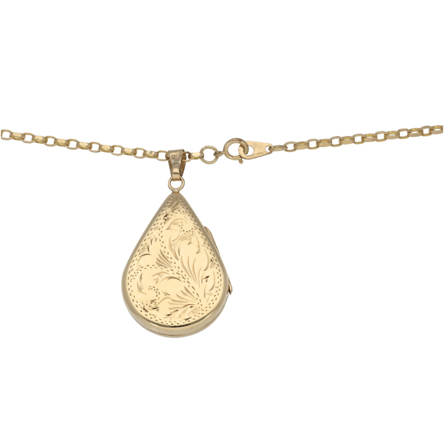 9ct Gold Patterned Locket Pendant With Chain