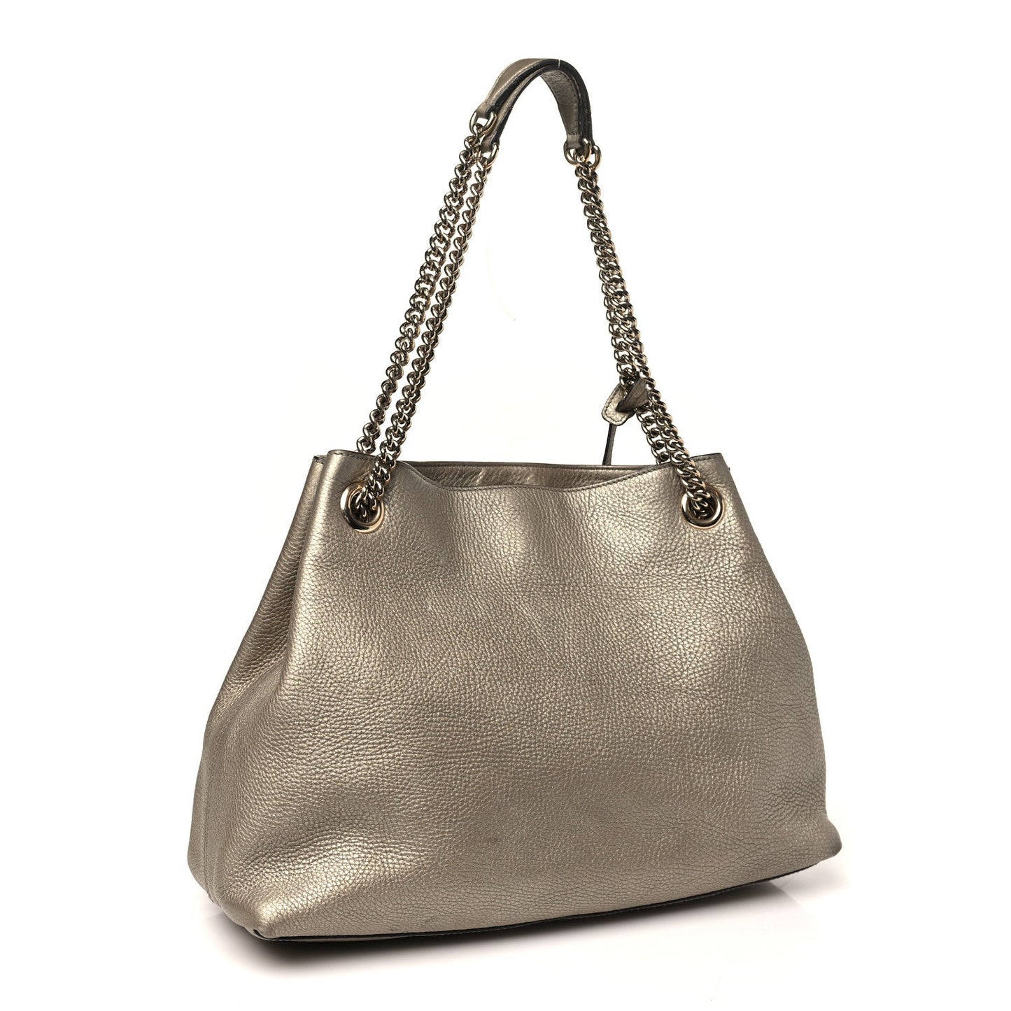 Gucci Soho Chain Metallic Pebbled Calfskin Leather Bag - Golden Beige