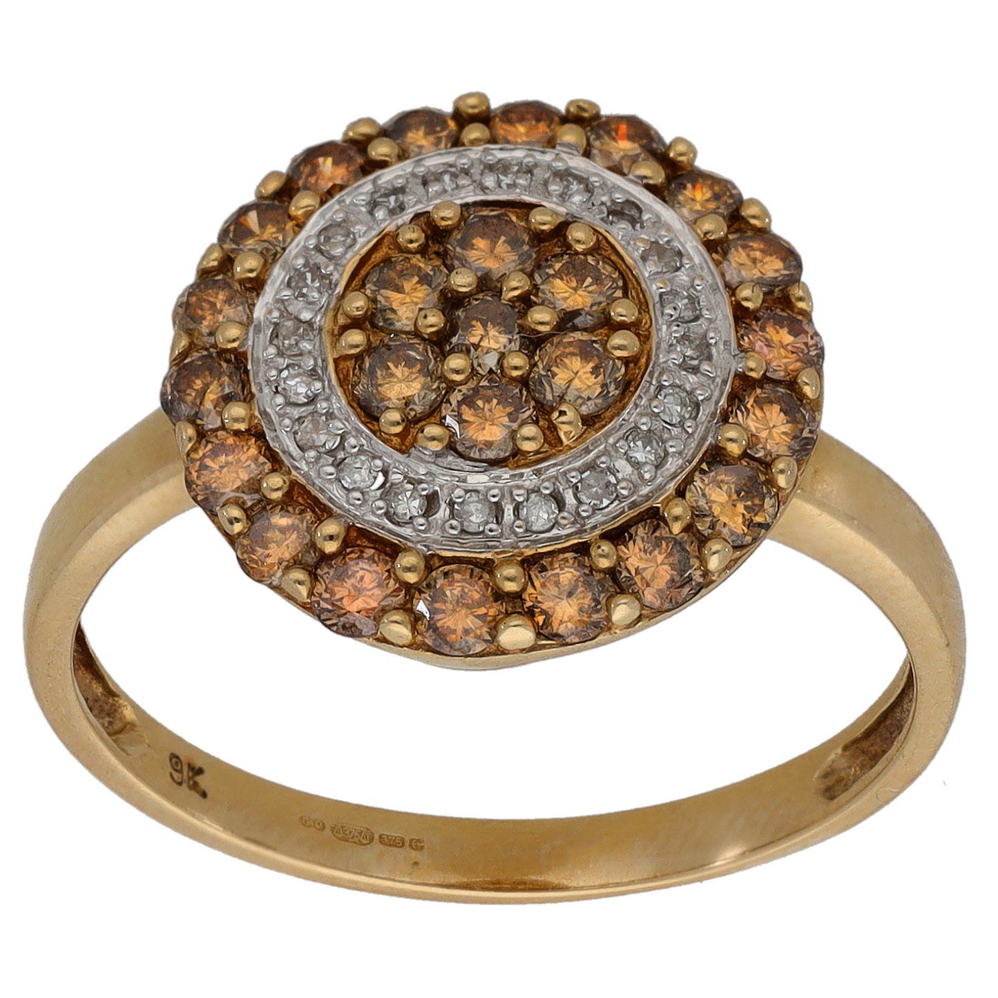 9ct Gold 0.85ct Diamond Cluster Ring Size Q