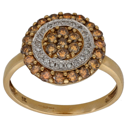 9ct Gold 0.85ct Diamond Cluster Ring Size Q