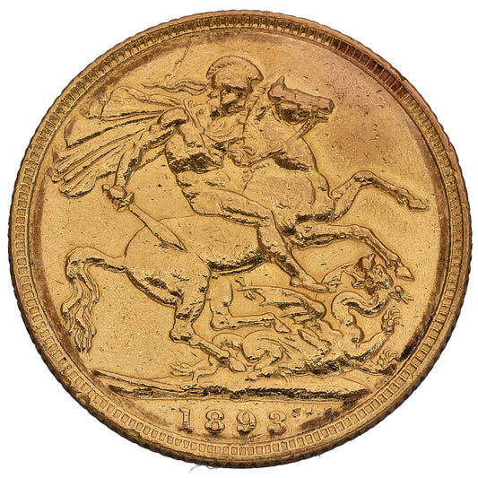 22ct Gold Queen Victoria Full Sovereign Coin 1893
