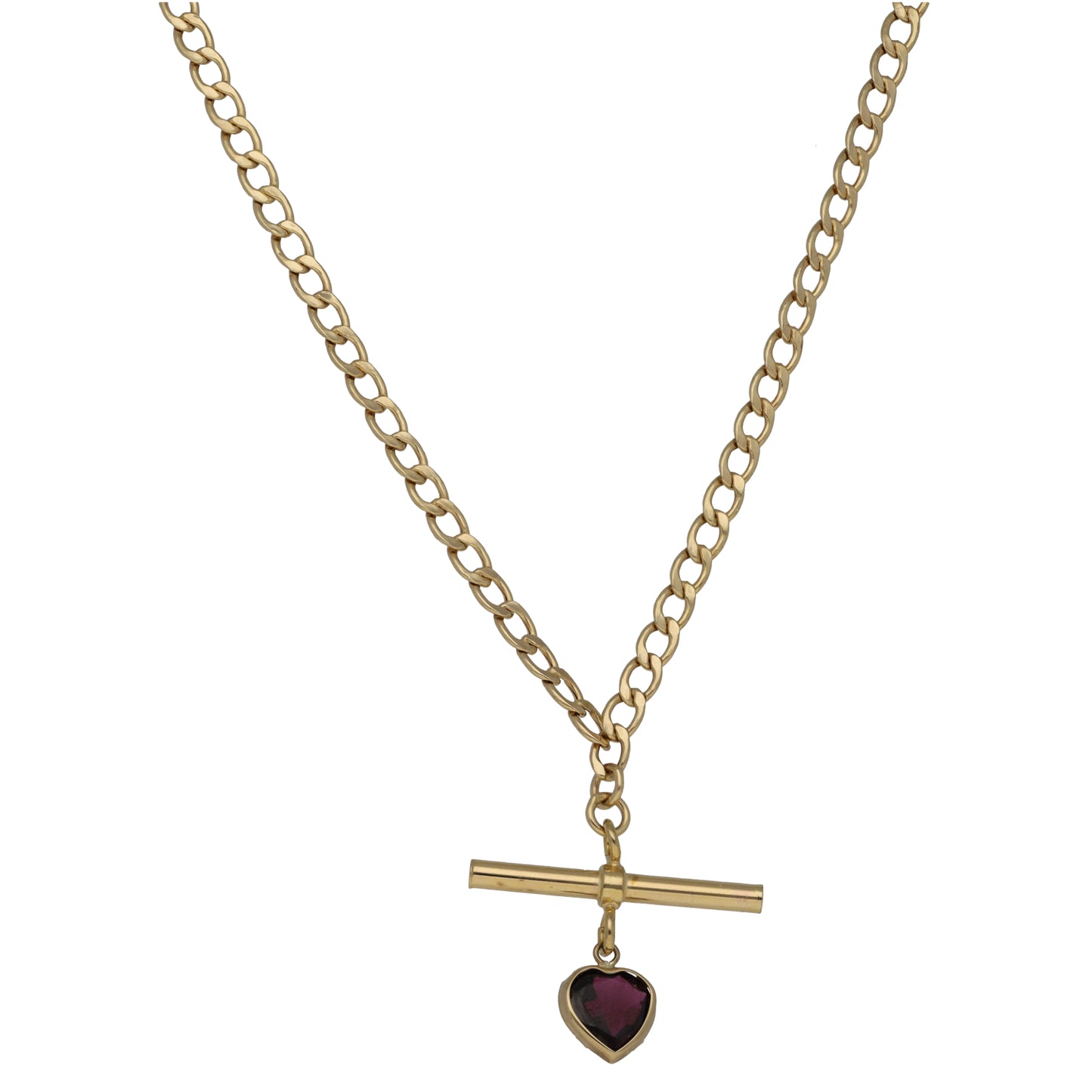 9ct Gold Garnet Curb Chain 18"