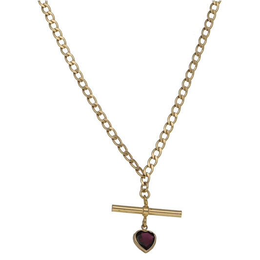 9ct Gold Garnet Curb Chain 18"