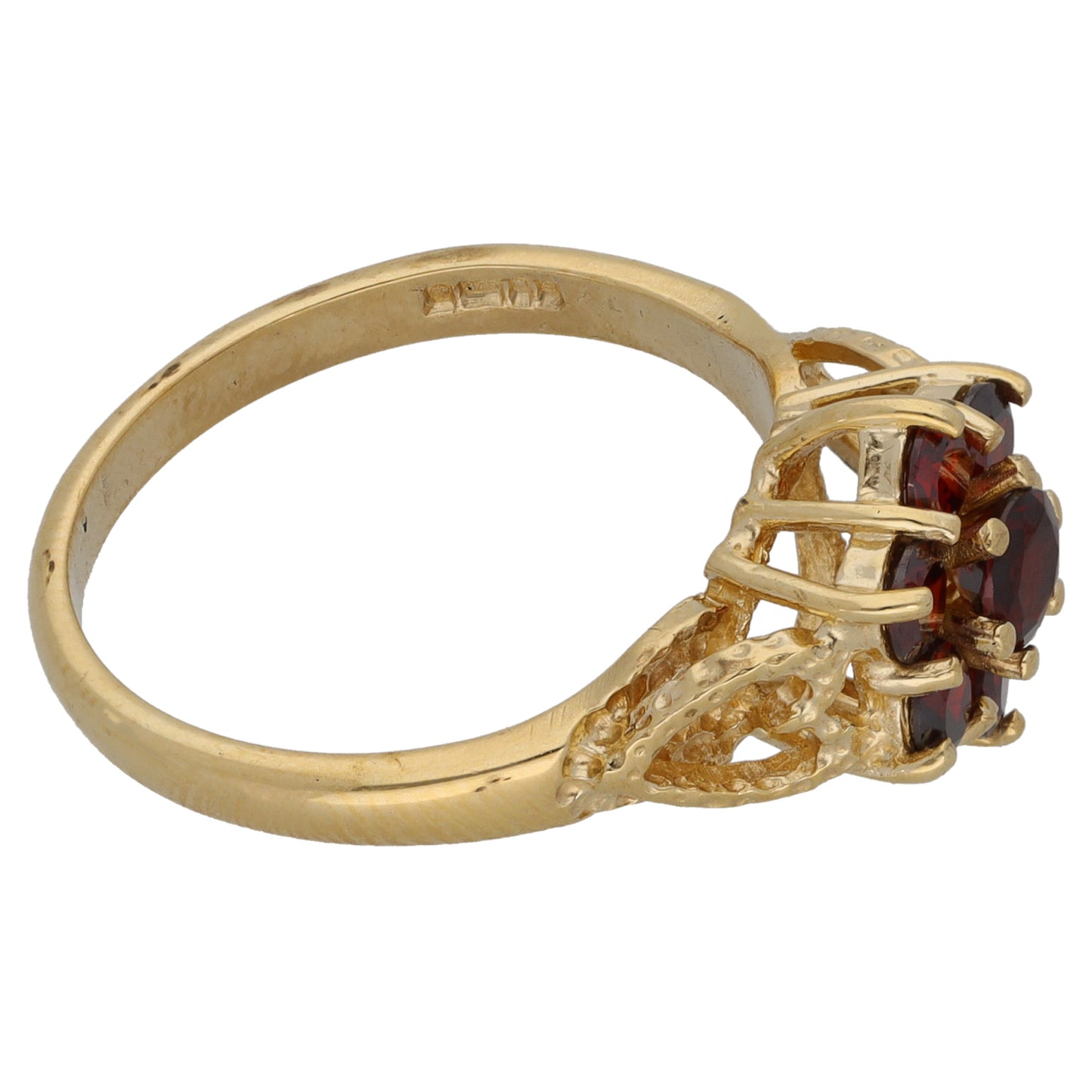 9ct Gold Garnet Cluster Ring Size O