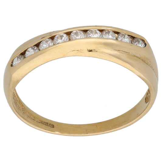 9ct Gold Cubic Zirconia Half Eternity Ring Size M