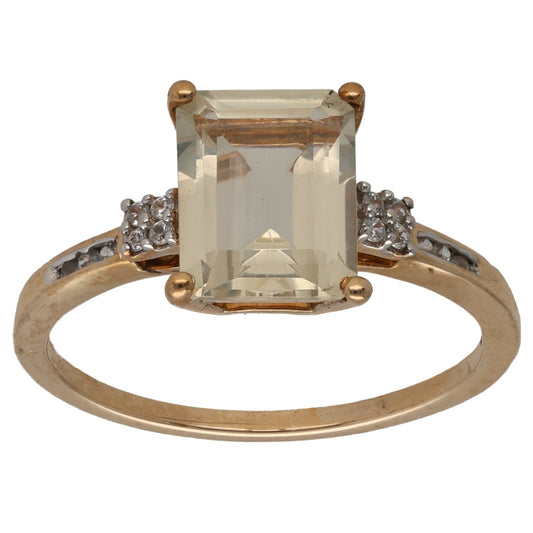 9ct Gold Feldspar & Imitation Gems Dress/Cocktail Ring Size N