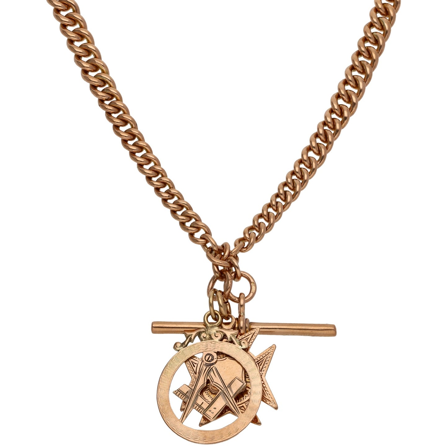 9ct Rose Gold Fob/Watch Chain 14"