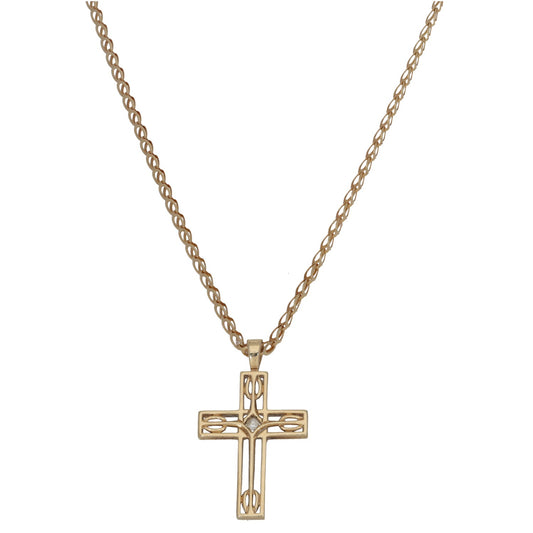9ct Gold 0.05ct Diamond Cross Pendant With Chain