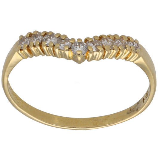 18ct Gold 0.27ct Diamond Wishbone Ring Size P
