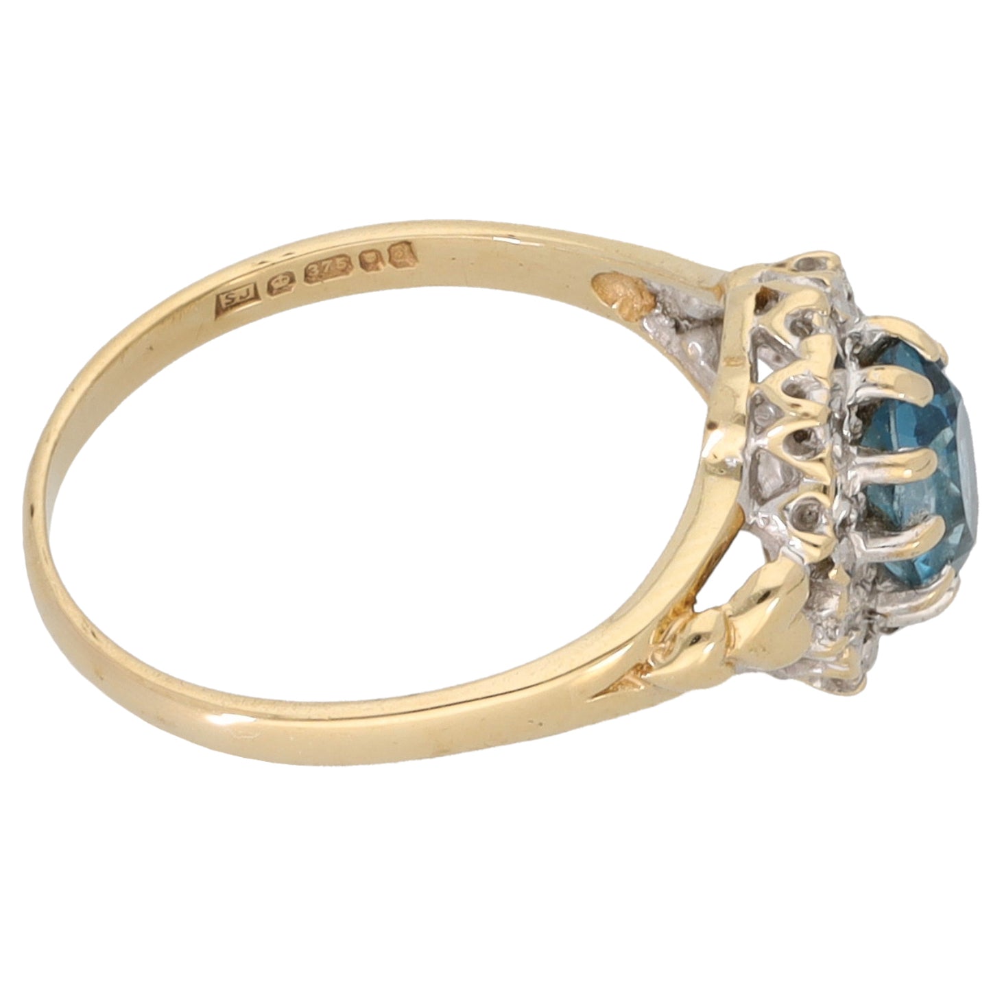 9ct Gold Topaz & 0.05ct Diamond Dress/Cocktail Ring Size L