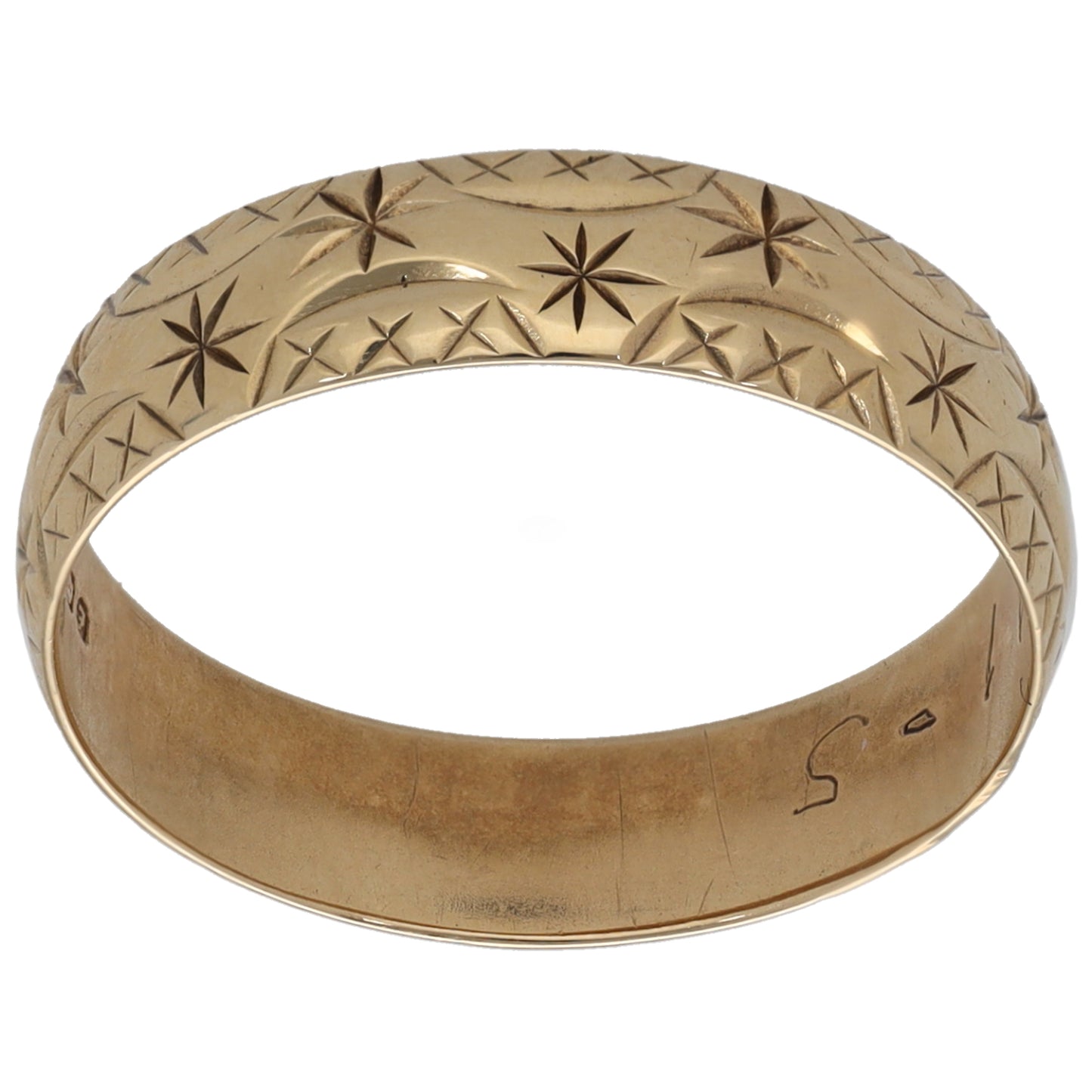 9ct Gold Patterned Wedding Ring Size N