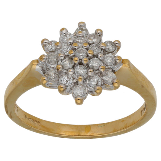 9ct Gold 0.33ct Diamond Cluster Ring Size M