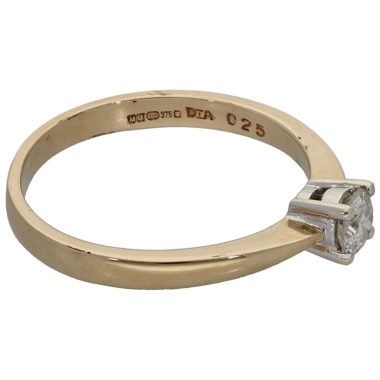 9ct Gold 0.25ct Diamond Solitaire Ring Size N