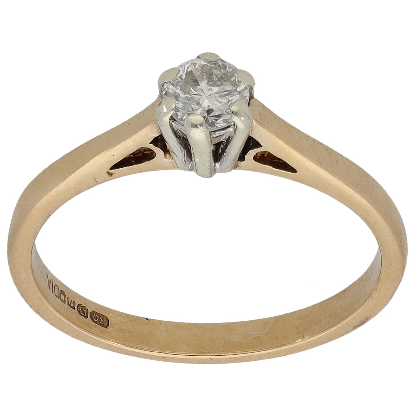 9ct Gold 0.25ct Diamond Solitaire Ring Size L