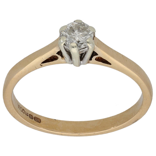 9ct Gold 0.25ct Diamond Solitaire Ring Size L