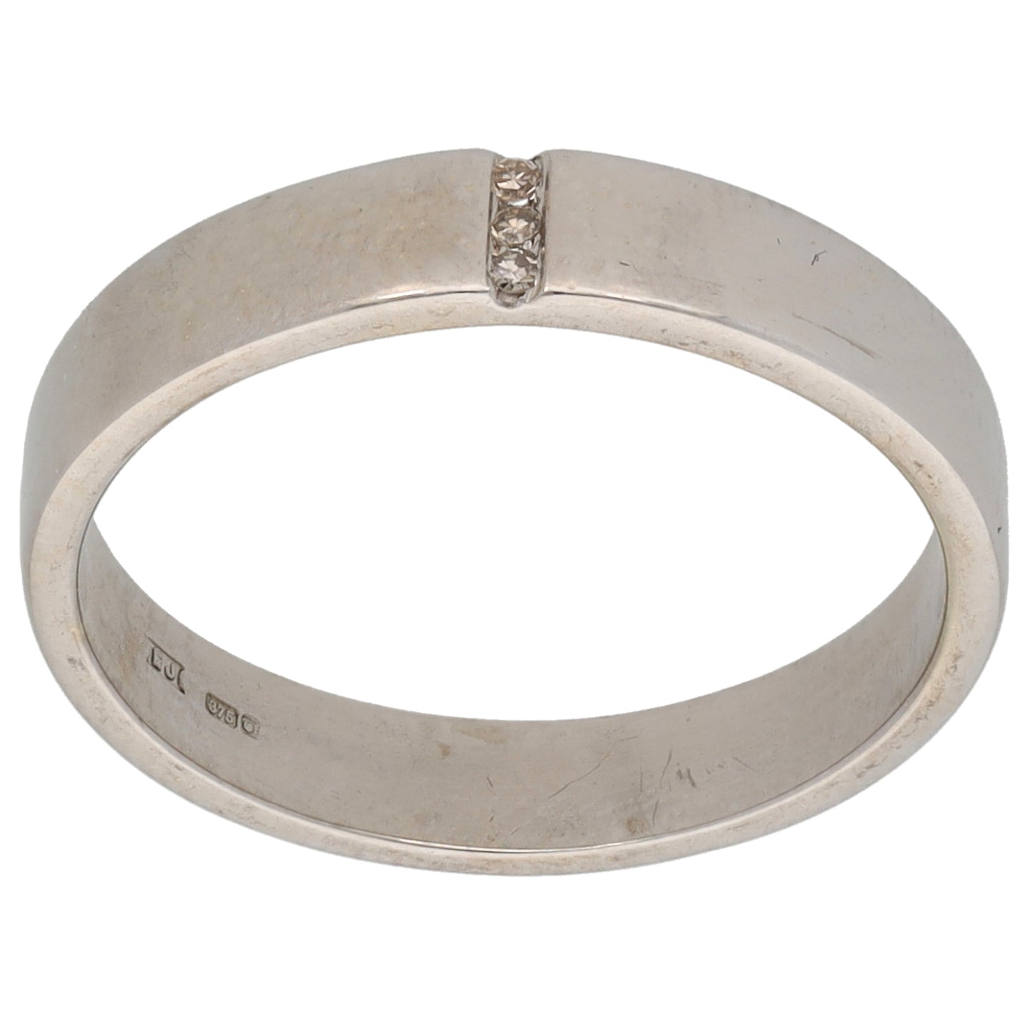 9ct White Gold 0.015ct Diamond Wedding Ring Size N