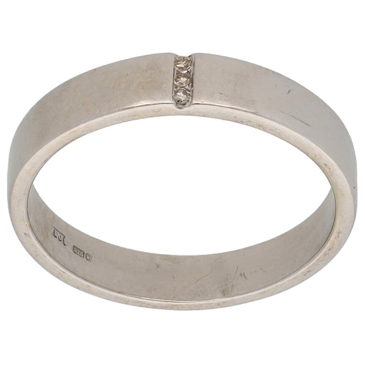 9ct White Gold 0.015ct Diamond Wedding Ring Size N
