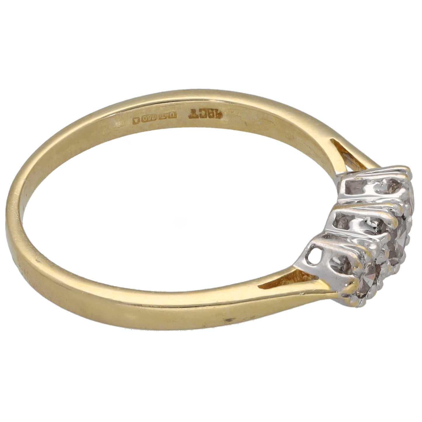 18ct Gold 0.25ct Diamond Trilogy Ring Size N