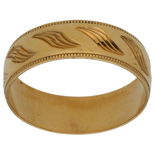 9ct Gold Patterned Wedding Ring Size S