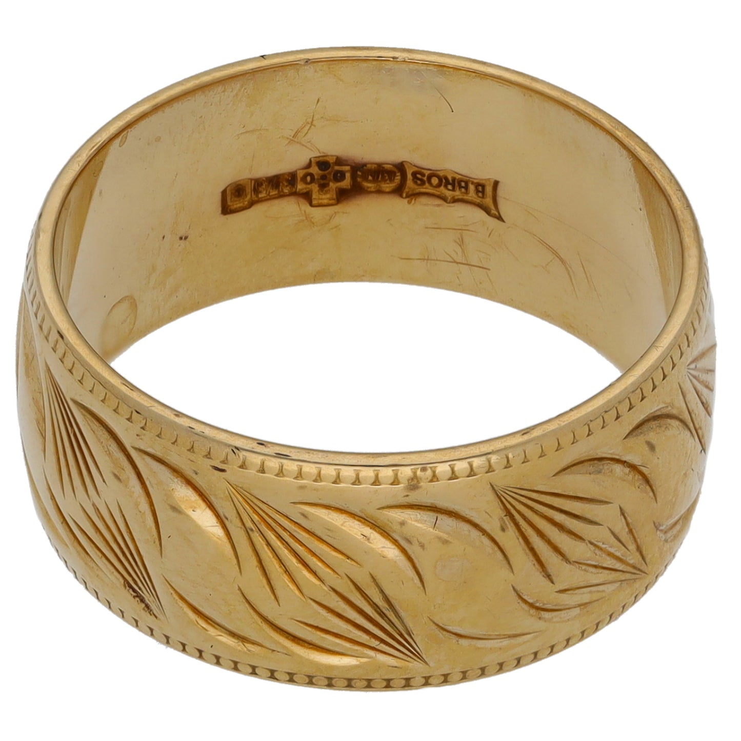 9ct Gold Patterned Wedding Ring Size N