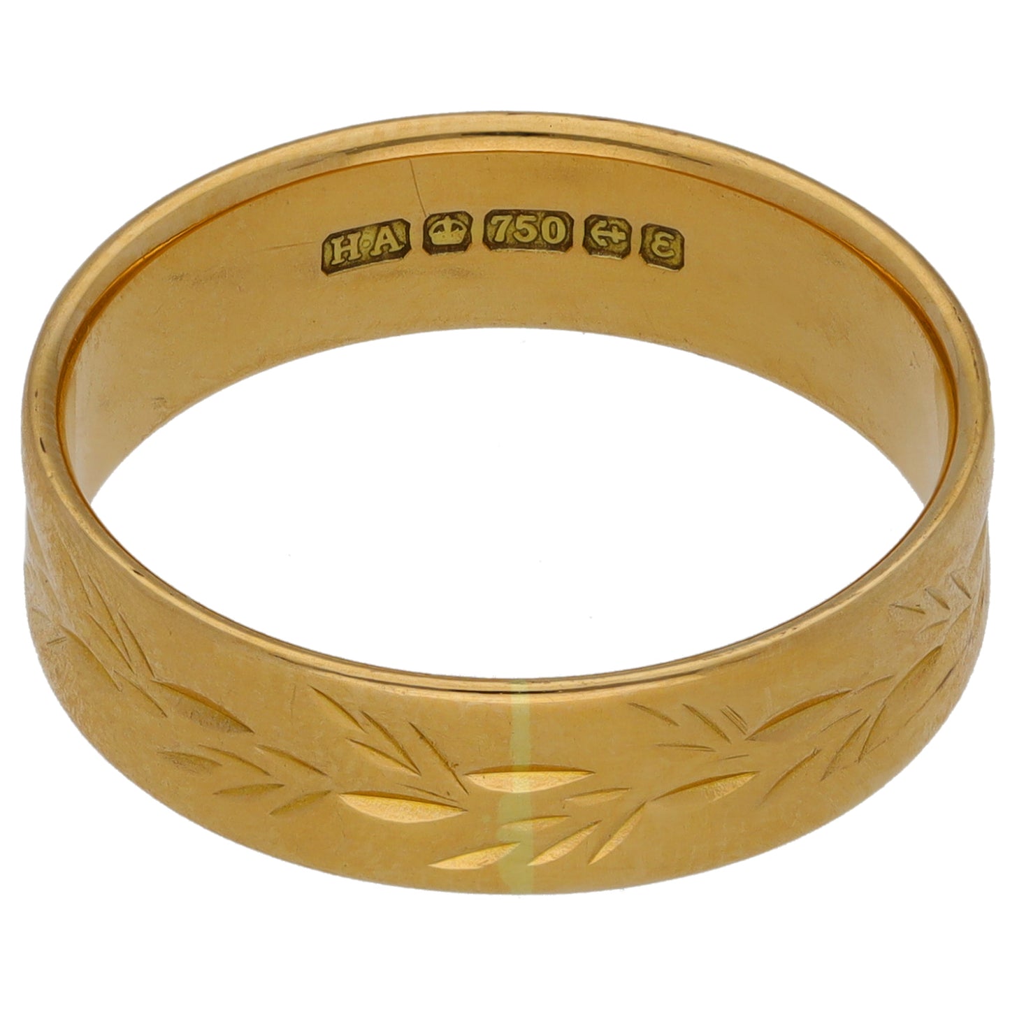 18ct Gold Patterned Wedding Ring Size T