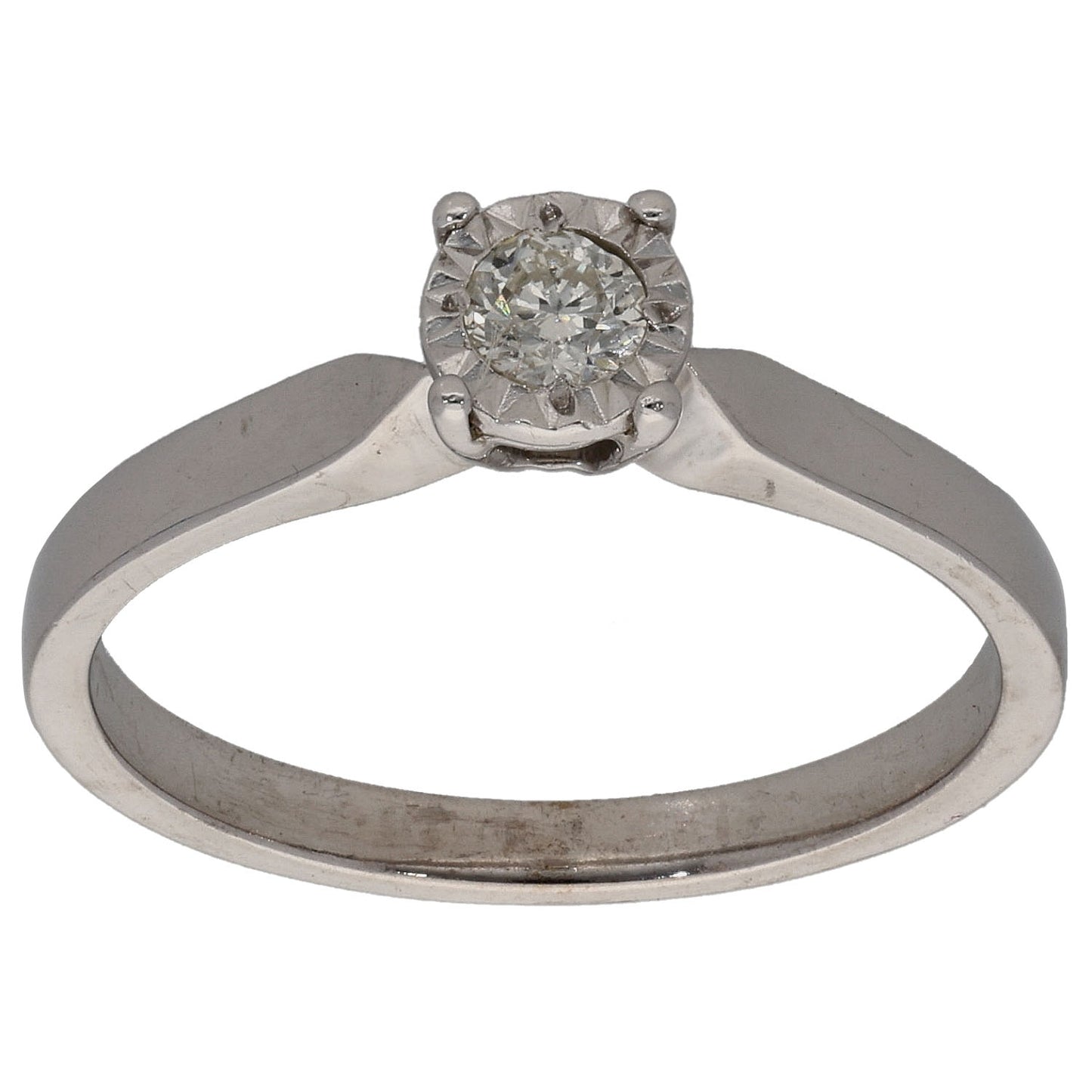 9ct White Gold 0.13ct Diamond Solitaire Ring Size N