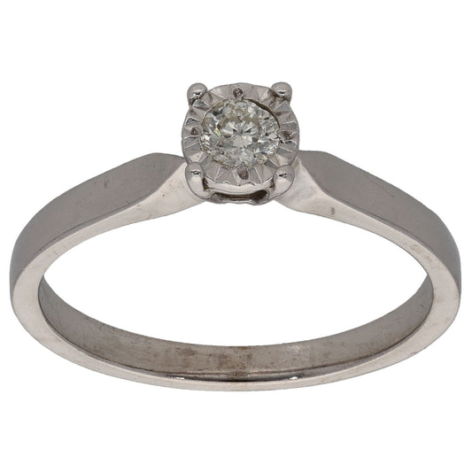 9ct White Gold 0.13ct Diamond Solitaire Ring Size N