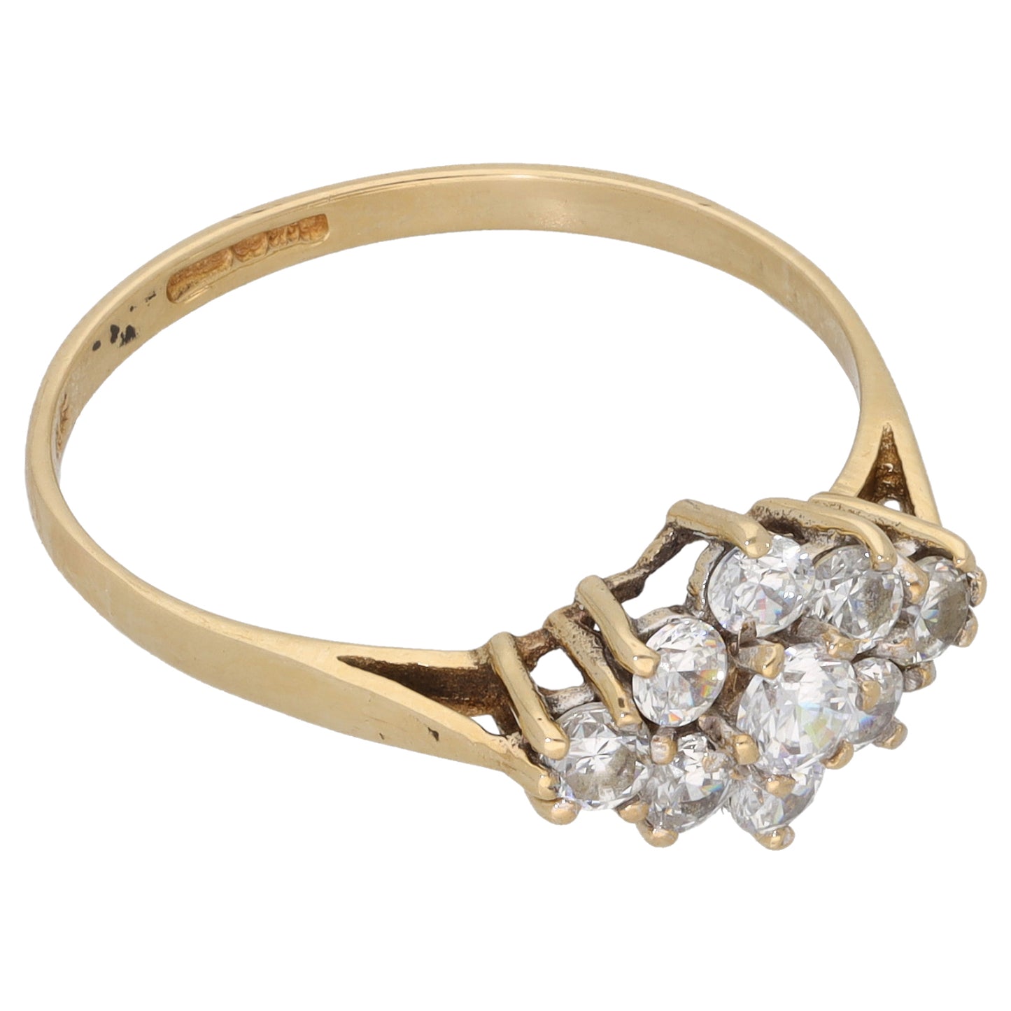 9ct Gold Cubic Zirconia Cluster Ring Size S