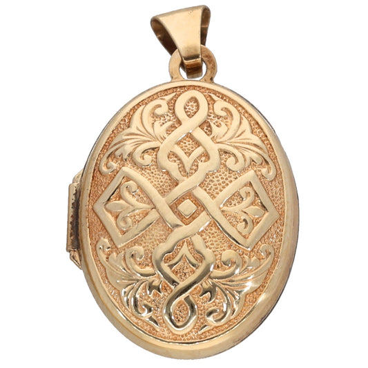 9ct Gold Patterned Locket Pendant