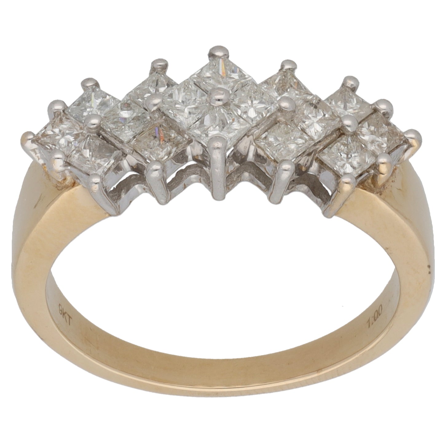 9ct Gold 1.00ct Diamond Dress/Cocktail Ring Size P