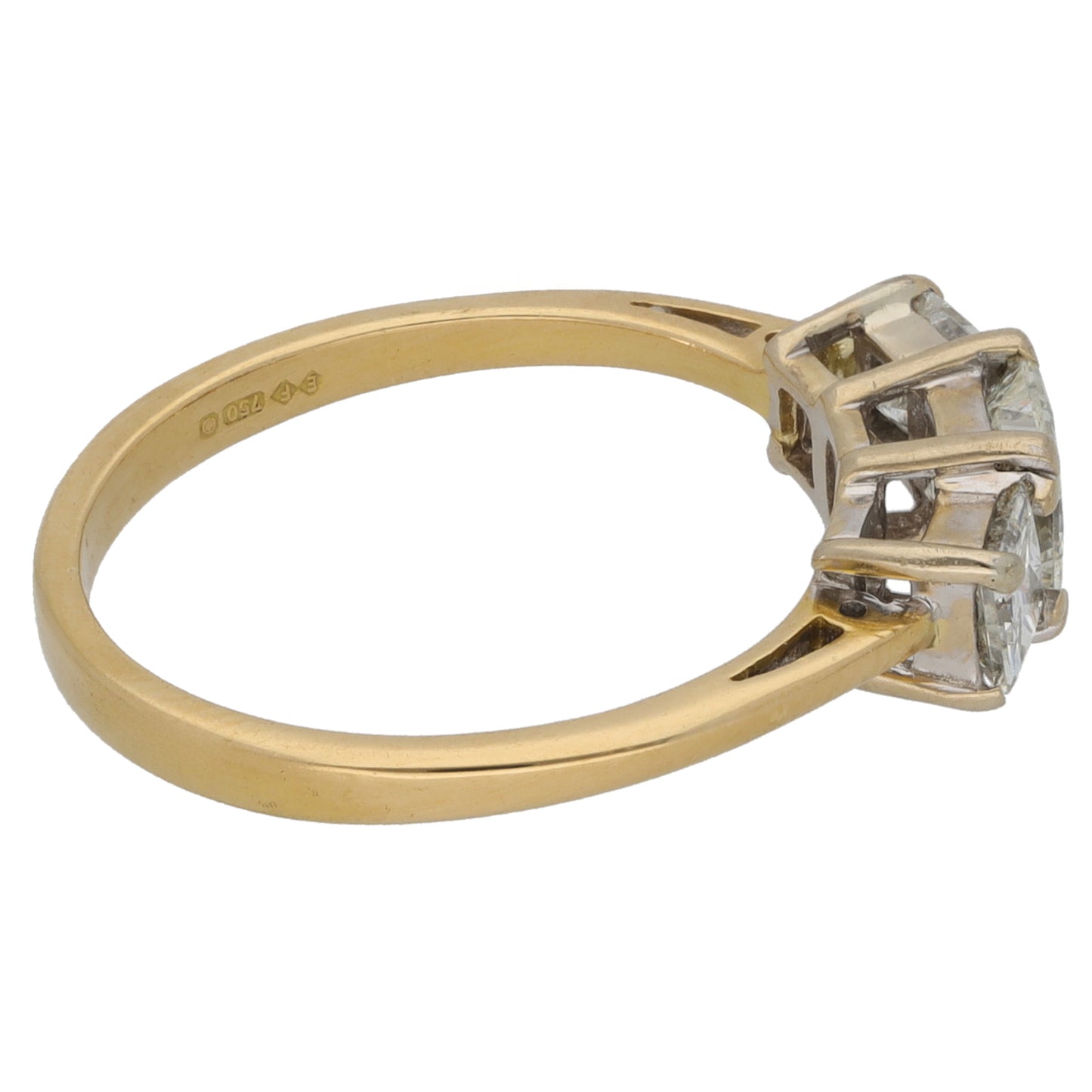 18ct Gold 0.96ct Diamond Trilogy Ring Size L