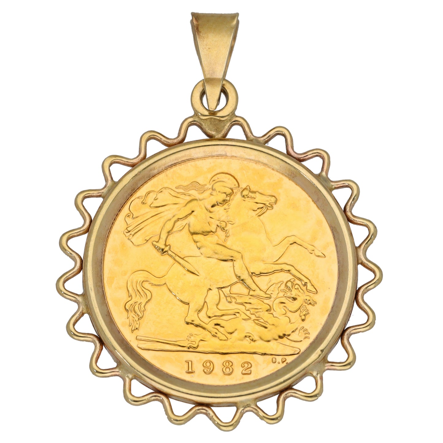 9ct Gold Queen Elizabeth II Half Sovereign Coin Pendant