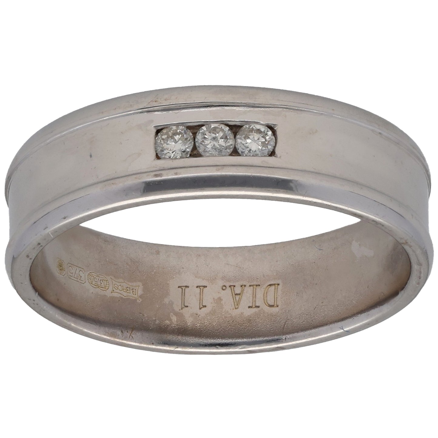 9ct White Gold 0.11ct Diamond Three Stone Ring Size R