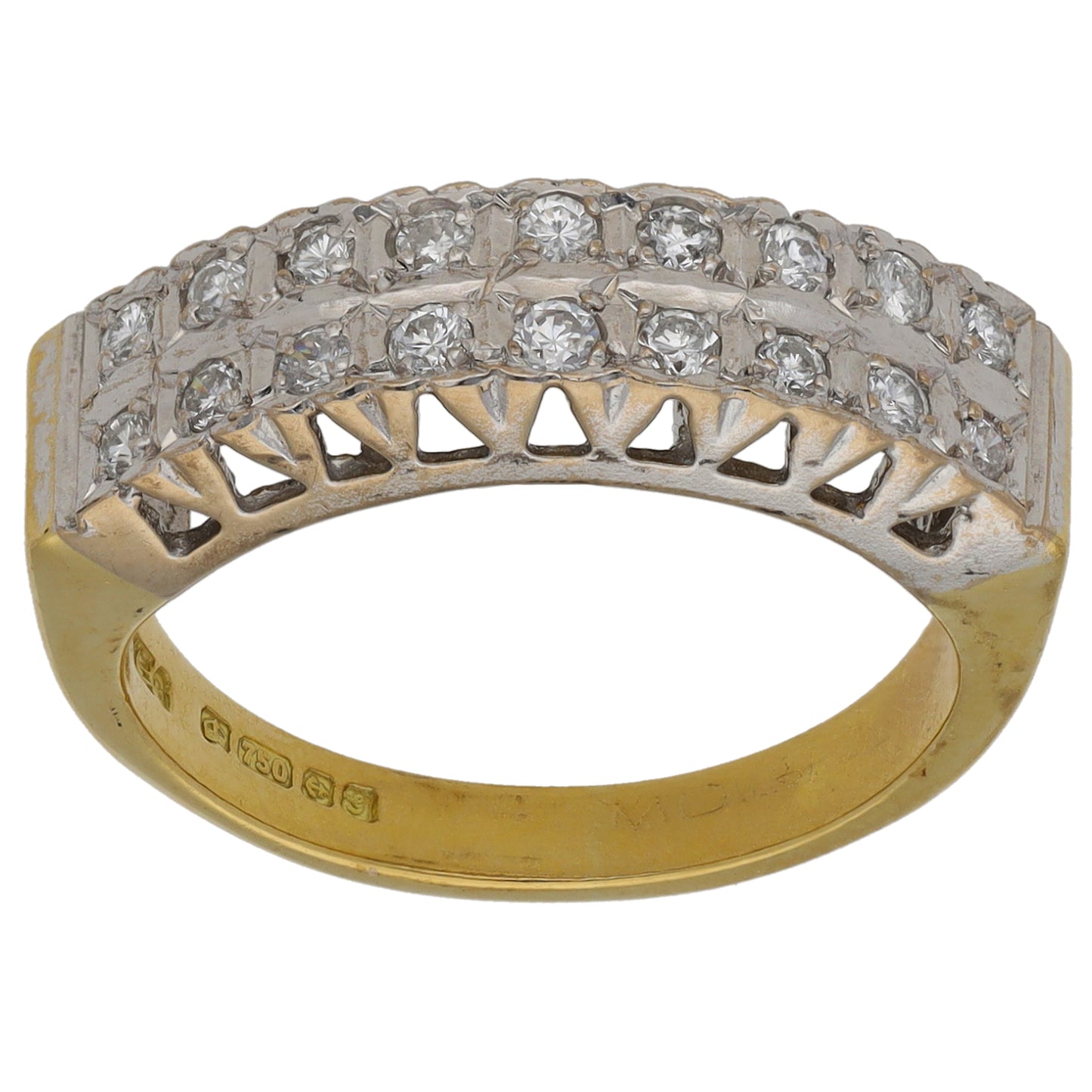 18ct Gold 0.18ct Diamond Half Eternity Ring Size L